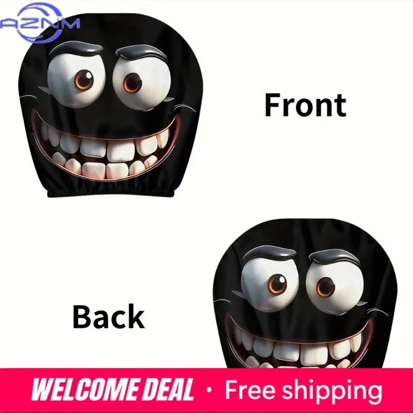 Cartoon Big-Eyed Car Headrest Cover Set (2 Pack)