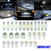 A set of various car interior LED bulbs including dome, trunk, map, license plate, and indicator lights.