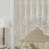 White Sheer Lace Curtain Valance with Floral Jacquard Pattern