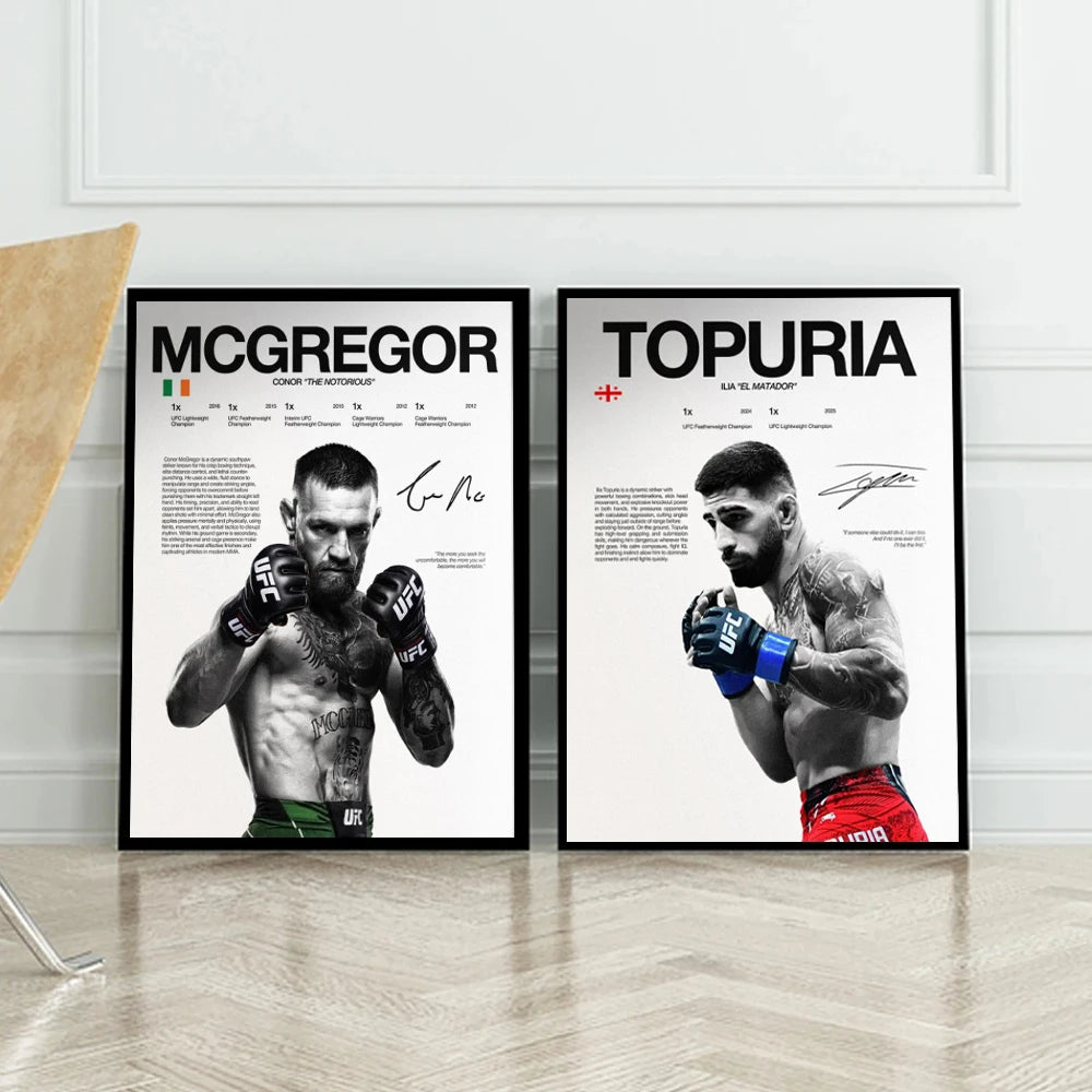 UFC Fighter Canvas Wall Art - MMA Boxing Poster for Gym & Man Cave Decor