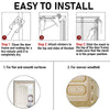Instructions for installing a magnetic screen door curtain using three steps on flat and uneven wood surfaces.