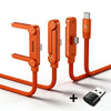 Orange USB-C fast charging cable with a foldable phone stand and a USB-C connector.