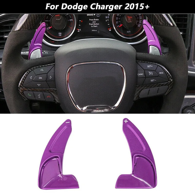 Purple anodized aluminum shift paddle extenders for Dodge Charger 2015+