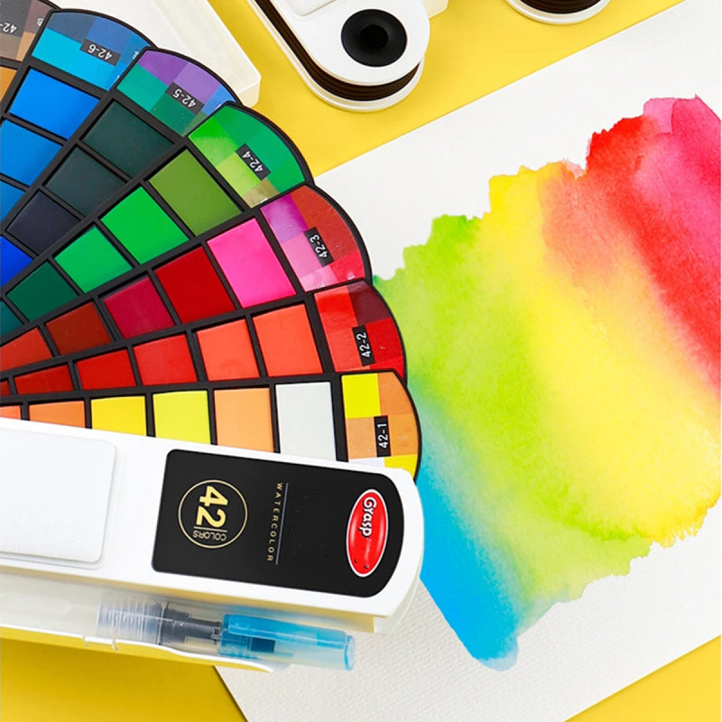 Faltbares Aquarell-Set für unterwegs mit Fächerpinsel