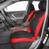 A black car seat with red and black honeycomb mesh covers installed in the driver's seat.