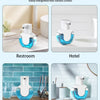 A portable, clean, and accompanying wall-mounted automatic foam soap dispenser in a translucent blue color shown in various s