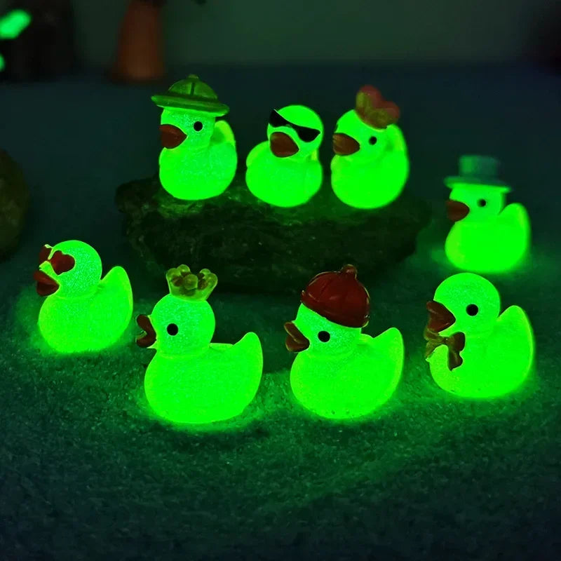 Figurinas de Pato Miniatura de Resina Luminosa