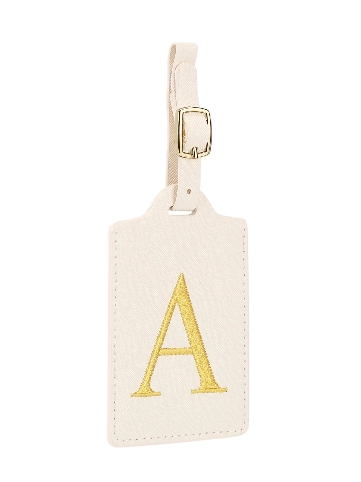 Personalized Embroidered Leather Luggage Tag with Letter Initial
