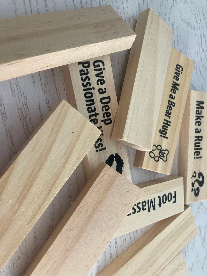 Wooden Stacking Blocks Couples Game - 48 Pieces for Date Night and Romantic Fun