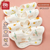 A set of five white soft cotton muslin bandana bibs for babies with an adventure theme
