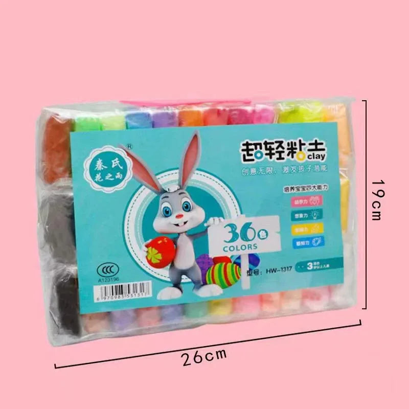 Eine Packung Ton für Kinder mit verschiedenen Farben und einem Etikett in chinesischen Schriftzeichen.