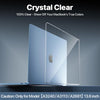 A clear hard shell case is shown protecting a silver MacBook, highlighting its true colors.