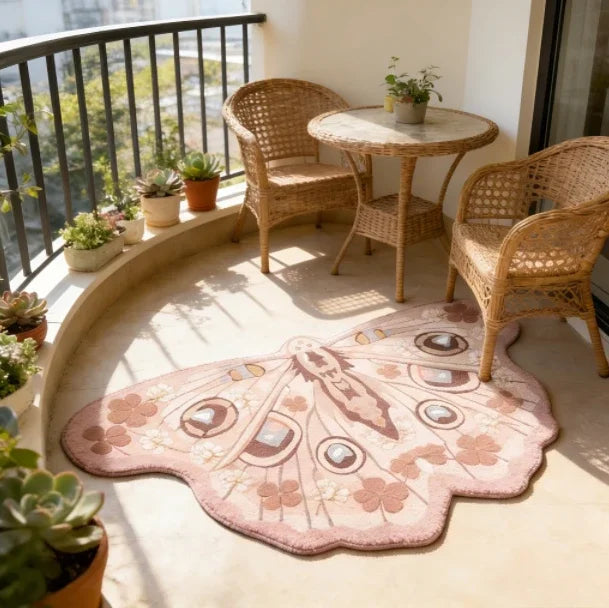 Butterfly-Shaped Plush Rug with Non-Slip Backing