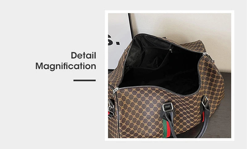 Large Capacity Women's Travel Duffel Tote with Plaid Design