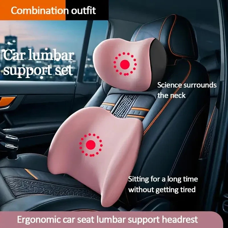 Memory Foam Car Headrest Pillow with Lumbar Support