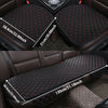 A set of three black quilted car seat covers for universal protection, shown in various sizes and angles.