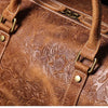 Vintage Embossed Leather Travel Duffle Bag