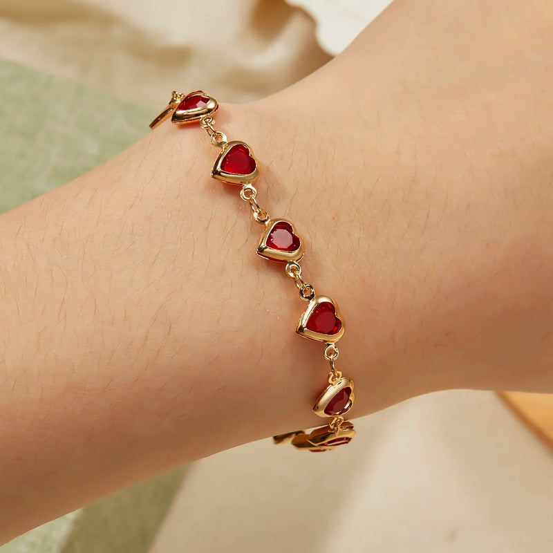 Heart Crystal Charm Bracelet