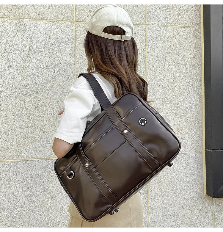 Japanese Preppy PU Leather Shoulder Bag