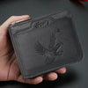 HOVIS Men's Slim Leather Wallet with Eagle Emboss and Zip Closure