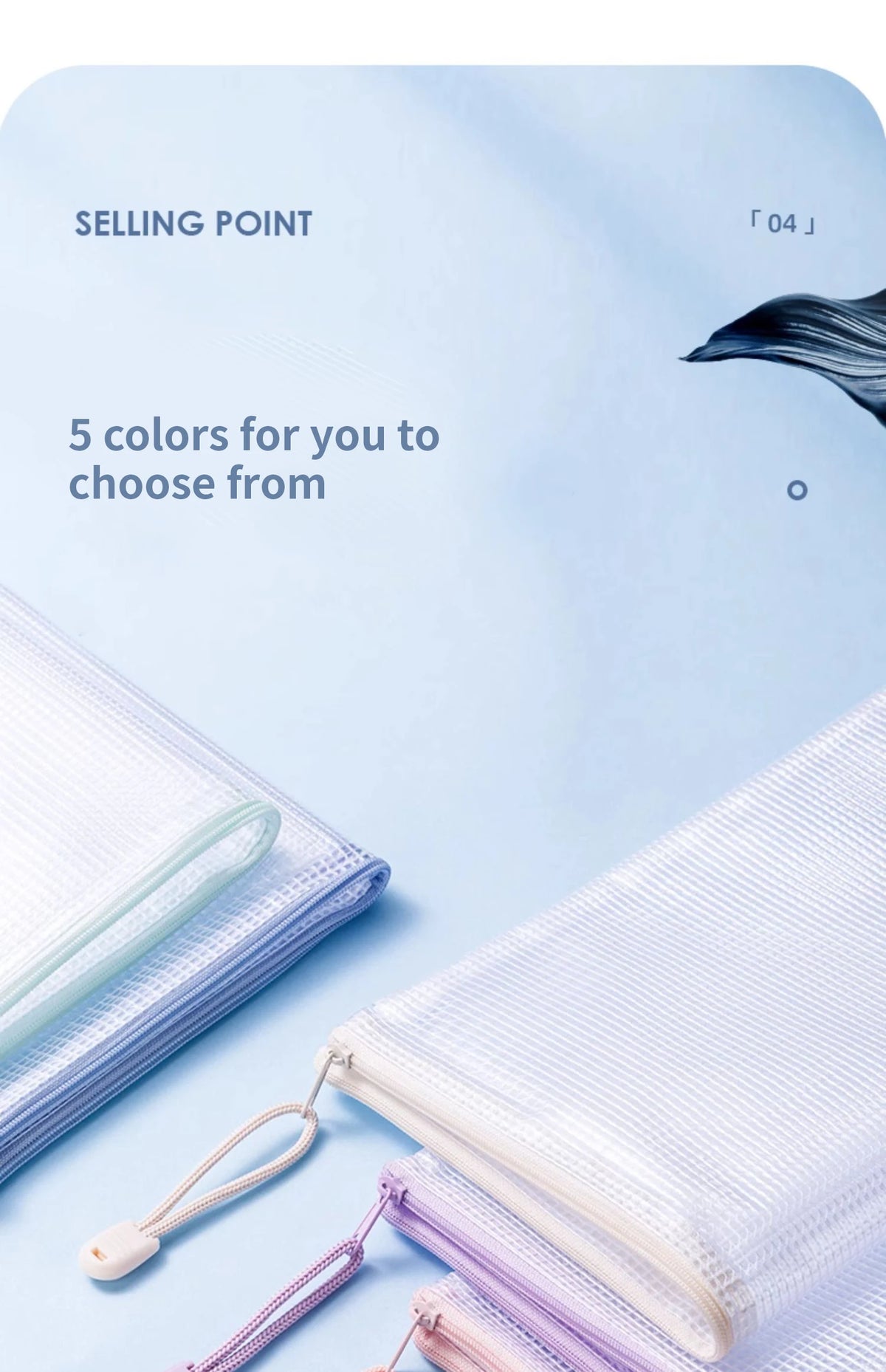 Waterproof Mesh Zipper Pouch Set for Documents and Storage