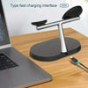 A magnetic wireless charging station is shown next to a laptop, demonstrating a fast charging interface.