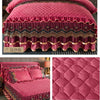 Crystal Velvet Gold Lace Bed Skirt with Anti-Slip Base