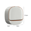A wall-mounted ABS soap dish with a lid shown in a side view, featuring a smooth, light gray body and a copper-colored rim.