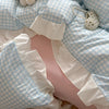 Pink Checkered Lace Duvet Cover Set (3 Pieces)