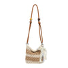 Boho Crochet Straw Shoulder Bag with Ribbon Bow
