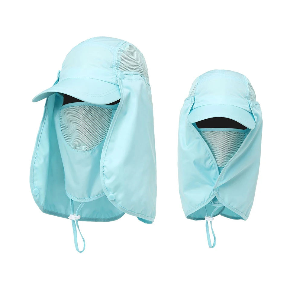 Light blue breathable wide brim sun hat for men and women