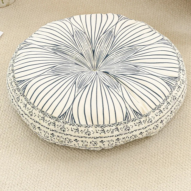Bohemian Round Floor Cushion with Anti-Slip Base