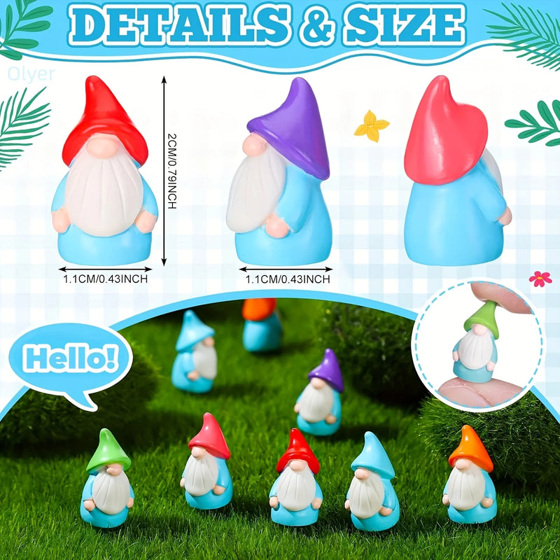 Mini Resin Gnome Figurines (Set of 10)