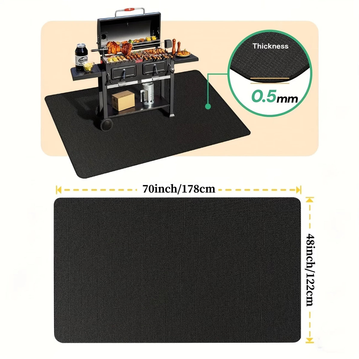 Double-Sided Fireproof BBQ Grill Mat for Outdoor Cooking