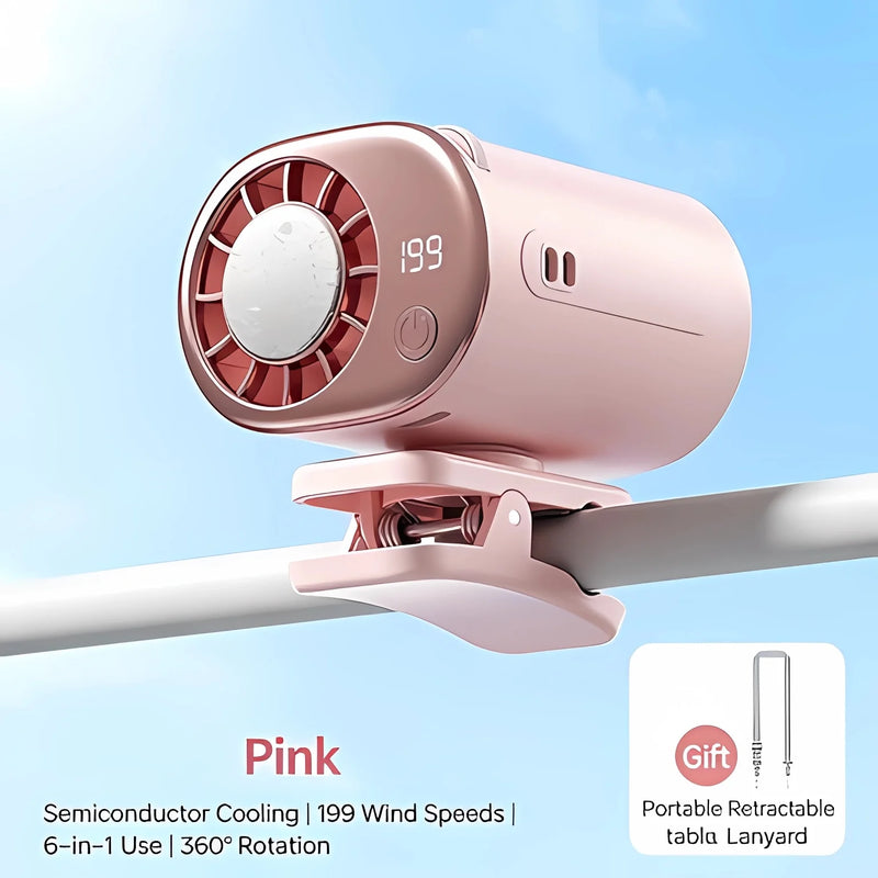 Mini Portable Clip-On Fan with 360° Rotation