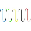 A set of five colored S-hook brake caliper hangers for auto repair tools