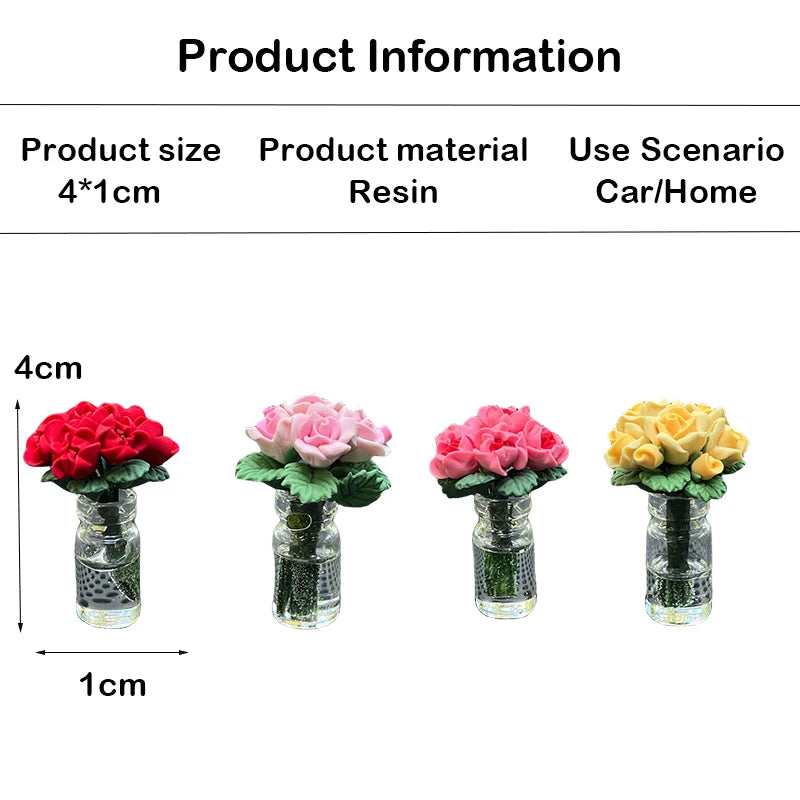 Mini Rose and Sunflower Car Dashboard Vase Decor