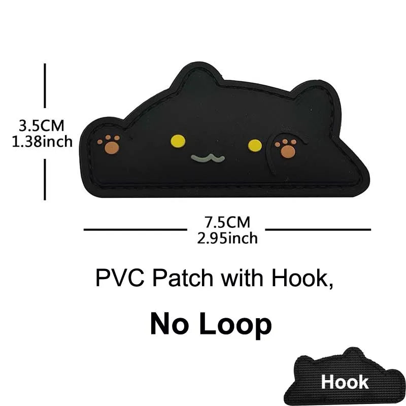 Funny Cat Face PVC Morale Patch with Hook-and-Loop Backing
