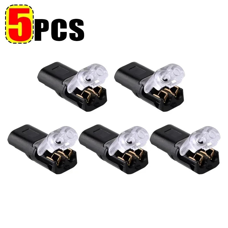 Five waterproof two-pin electrical connectors for automotive wiring