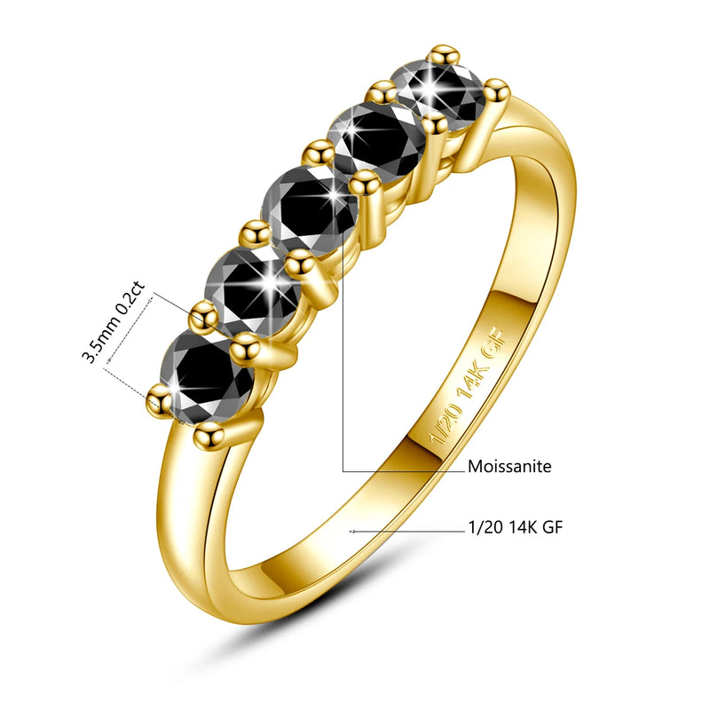 Five-Stone Moissanite Stacking Ring in 14K Gold Filled