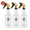 Three yellow and black spray bottles for cleaning plants and other uses