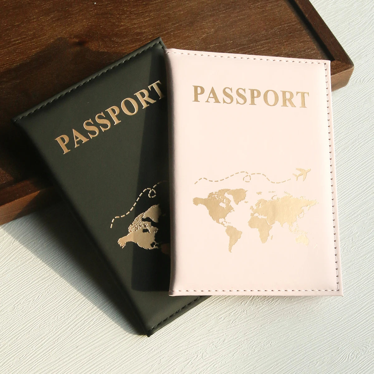 World Map Passport Holder with Card Slots