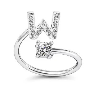 Initial Letter Ring with Zircon Accent