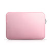 A pink universal laptop sleeve with a zipper closure shown flat.