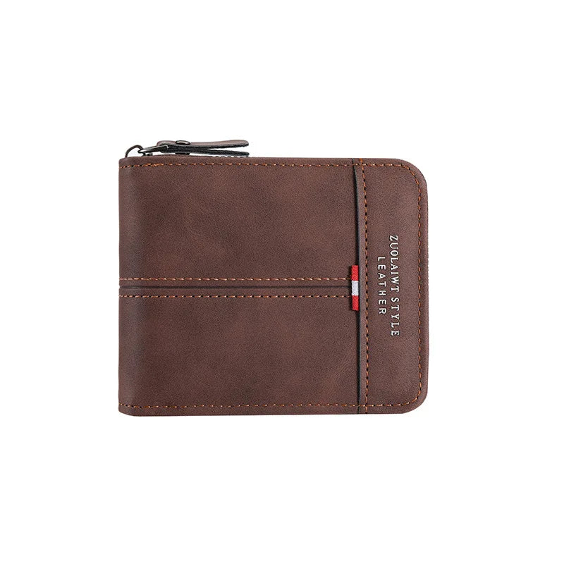 Men's Vintage PU Leather Wallet with Woven Tape Accent