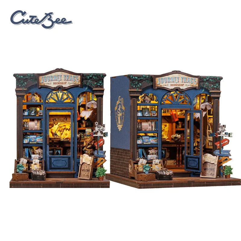 Book Nook DIY Wooden Miniature Kit with LED Lighting