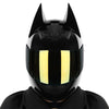 Black Bat Ear full face motorcycle helmet with yellow visor and detachable horns