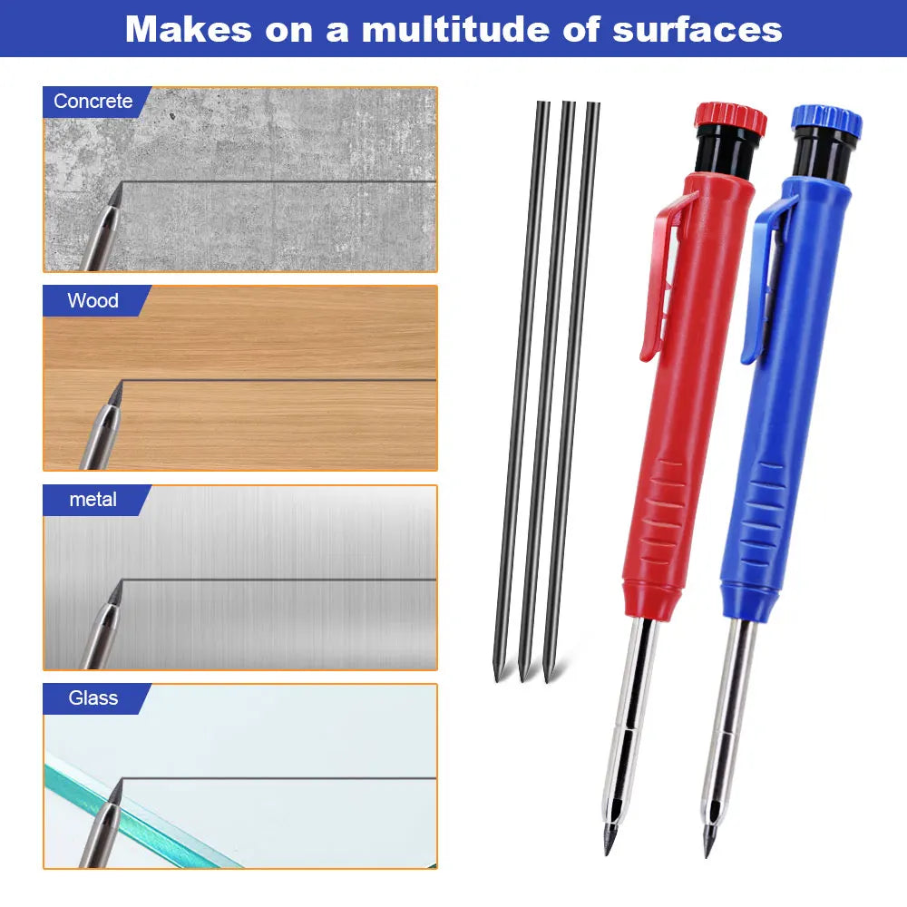 Professional Carpenter Pencils with Built-in Sharpener (Set of 6)