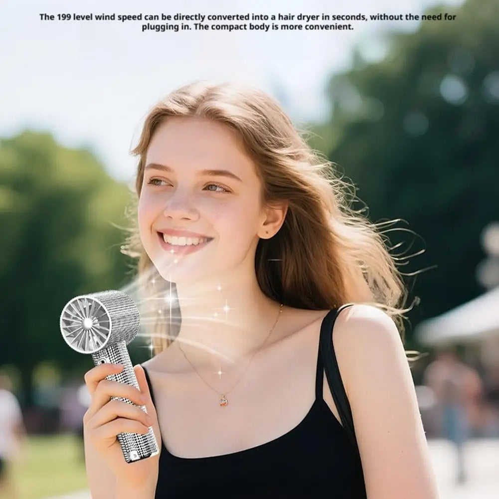 Portable Rechargeable Handheld Fan with Digital Display