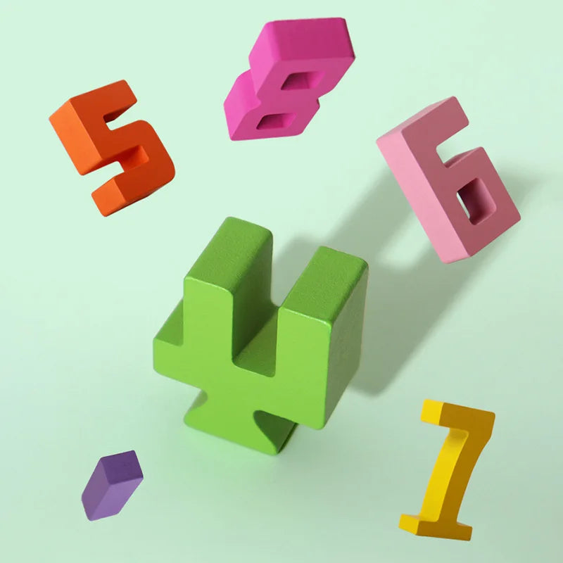 Montessori Wooden Number Puzzle - Counting & Stacking Toy for Kids